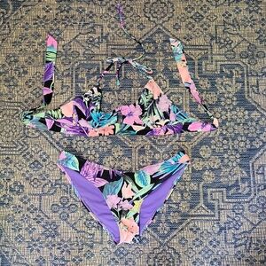 No Boundaries Tropical Bikini Set with Purple and Blue